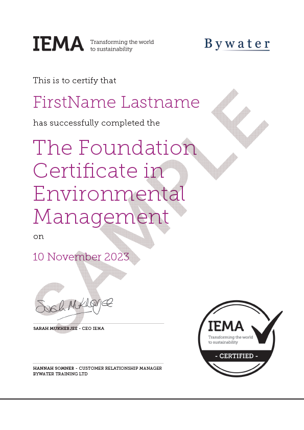 IEMA Foundation Certificate in Environmental Management