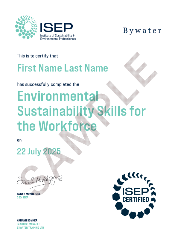 ISEP Environmental Sustainability Skills for the Workforce Certificate