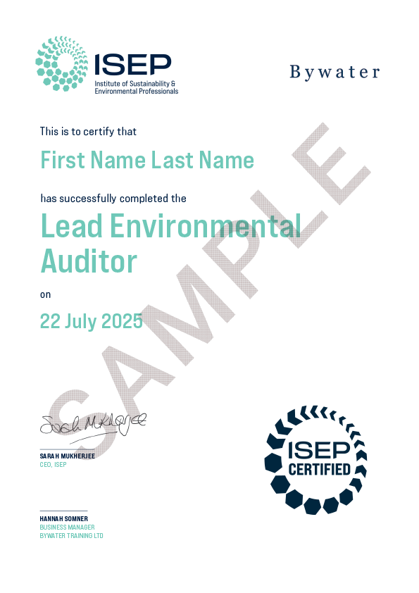 ISO 14001 Lead Auditor Certificate