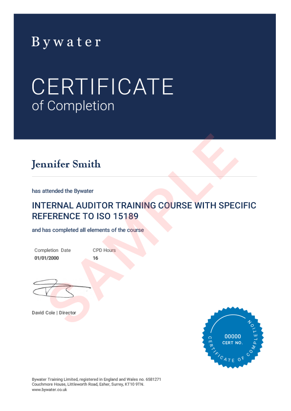 ISO 15189 Internal Auditor Certificate