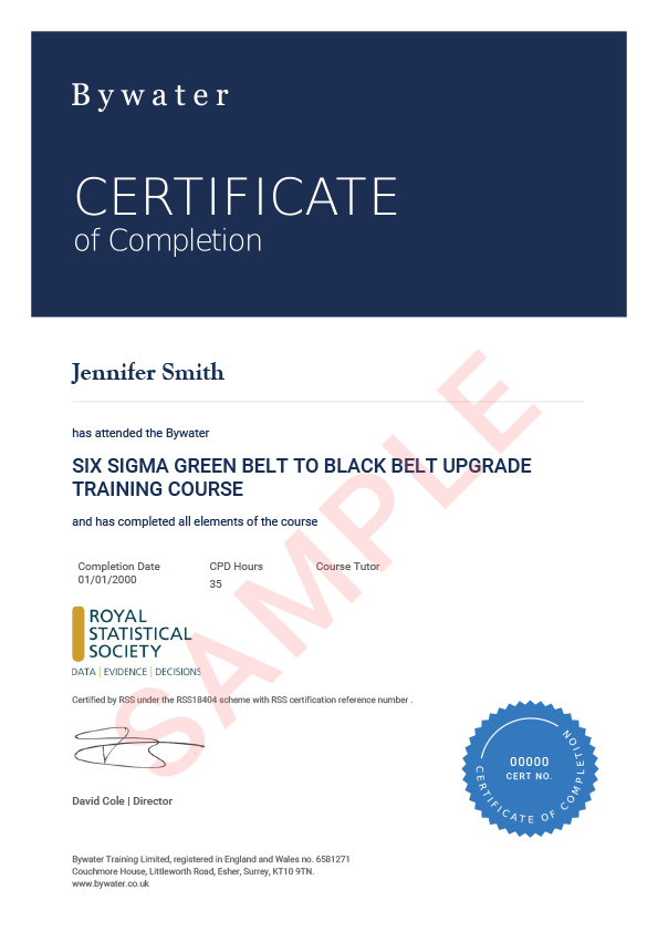 Six Sigma Green Belt to Black Belt Certificate